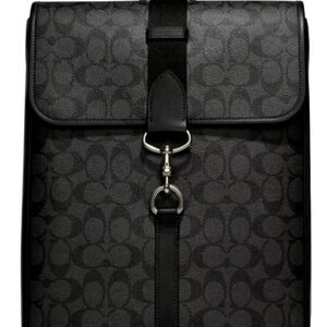 Coach CJ575 Blaine Backpack Signature Canvas & Calf Leather In CHARCOAL